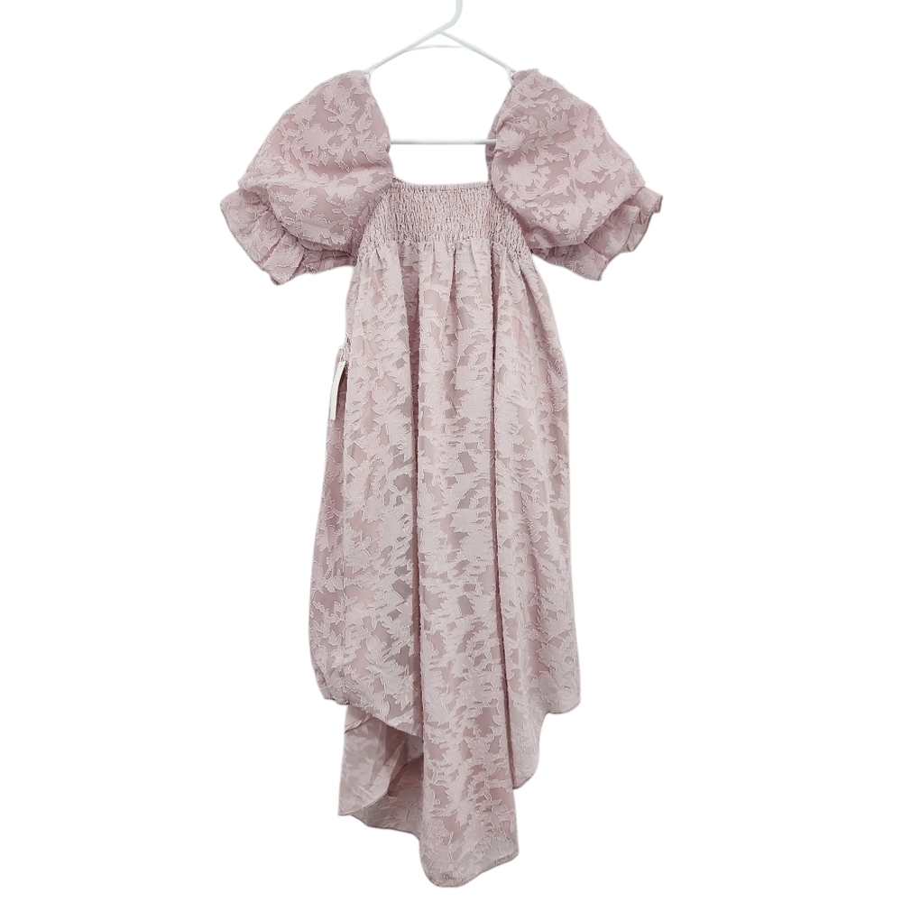 Mia Joy Joyfolie Girls Lilya Square Neck Puff Sleeve Hi-Low Flower Girl Dress - Picture 7 of 10
